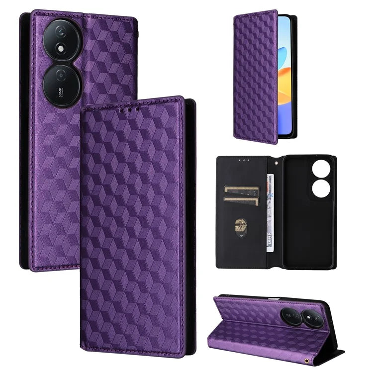 For Honor X7b 4G / Play 50 Plus 5G / Play 8T 5G Case Rhombus Pattern Automatic Closing Protective Cover