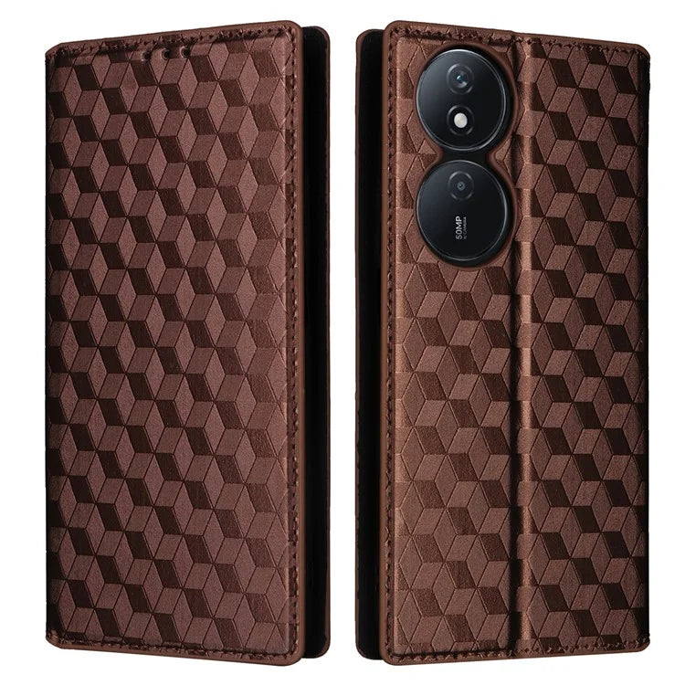 For Honor X7b 4G / Play 50 Plus 5G / Play 8T 5G Case Rhombus Pattern Automatic Closing Protective Cover