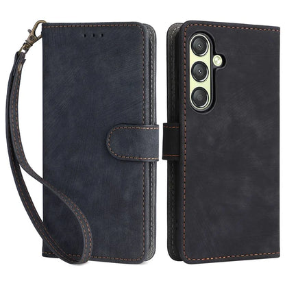 For Samsung Galaxy S24 Wallet Case RFID Blocking Phone Cover with Wrist Strap