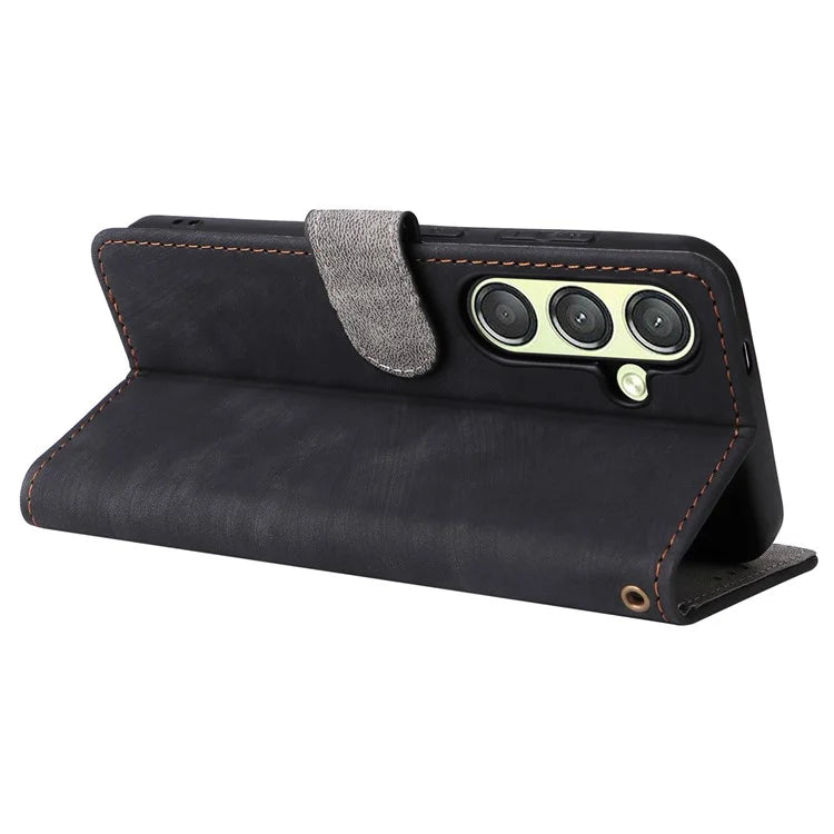 For Samsung Galaxy S24 Wallet Case RFID Blocking Phone Cover with Wrist Strap