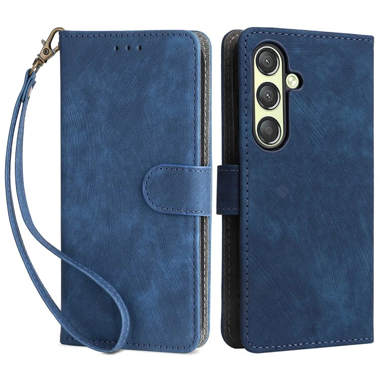 For Samsung Galaxy S24 Wallet Case RFID Blocking Phone Cover with Wrist Strap