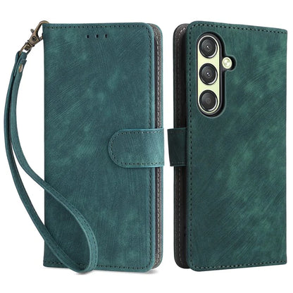 For Samsung Galaxy S24 Wallet Case RFID Blocking Phone Cover with Wrist Strap