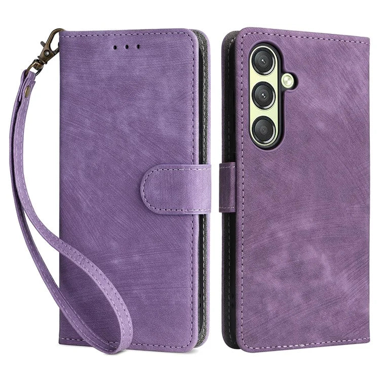 For Samsung Galaxy S24 Wallet Case RFID Blocking Phone Cover with Wrist Strap