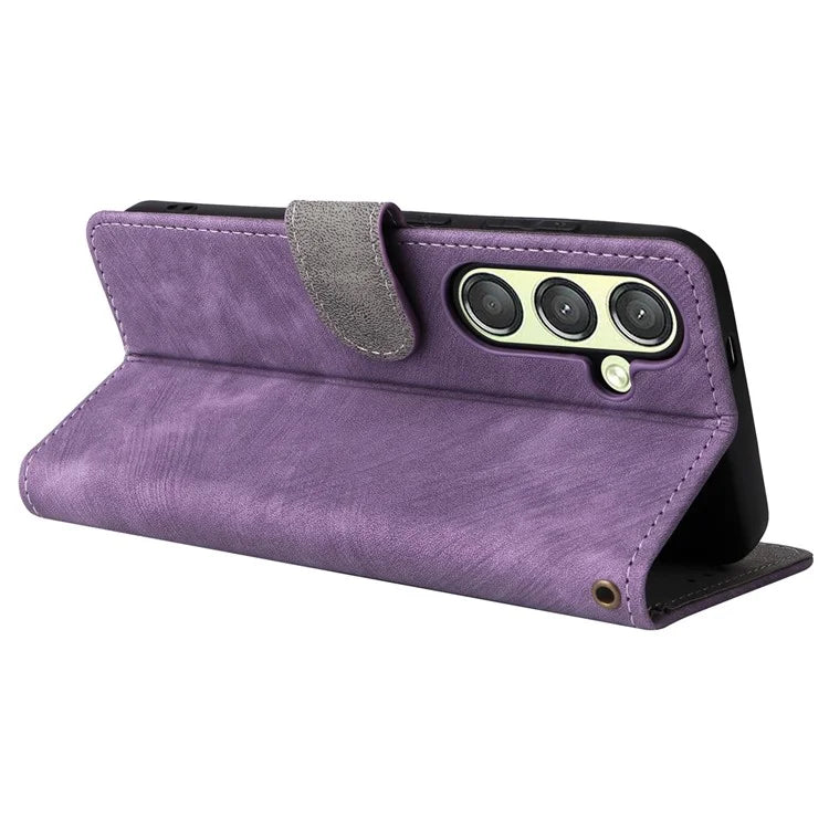 For Samsung Galaxy S24 Wallet Case RFID Blocking Phone Cover with Wrist Strap