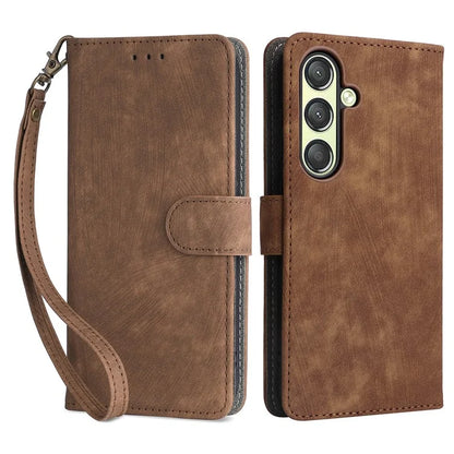 For Samsung Galaxy S24 Wallet Case RFID Blocking Phone Cover with Wrist Strap
