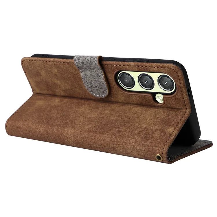 For Samsung Galaxy S24 Wallet Case RFID Blocking Phone Cover with Wrist Strap