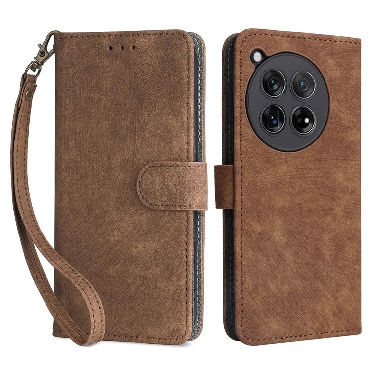 For OnePlus Ace 3 5G / 12R 5G Leather Case Stand RFID Blocking Phone Cover with Hand Strap