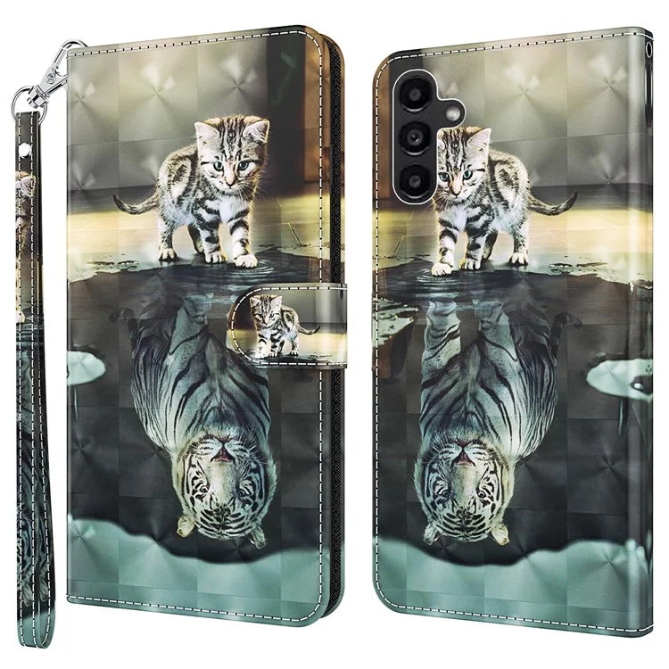 For Samsung Galaxy A35 5G Cell Phone Case PU Leather Stand Cover with 3D Pattern