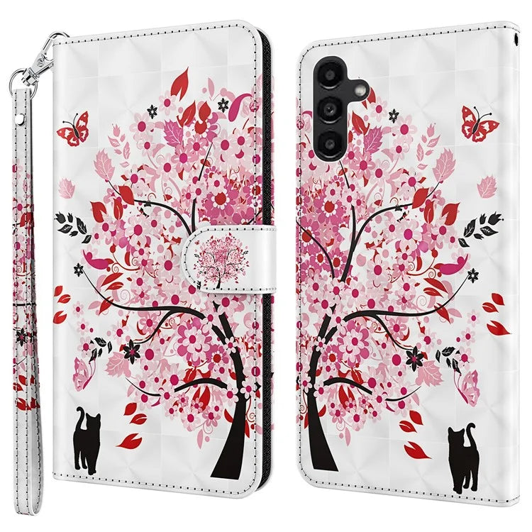 For Samsung Galaxy A35 5G Cell Phone Case PU Leather Stand Cover with 3D Pattern