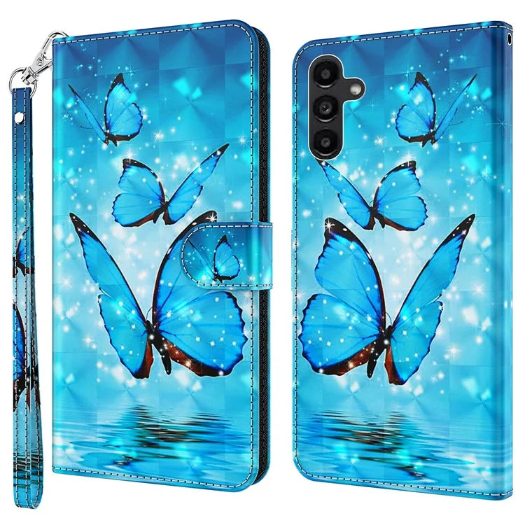 For Samsung Galaxy A35 5G Cell Phone Case PU Leather Stand Cover with 3D Pattern