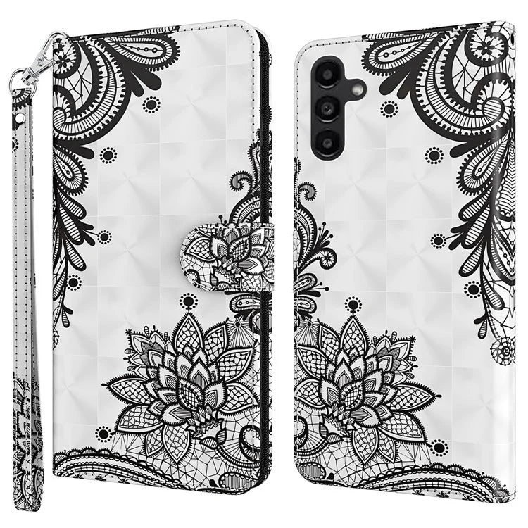For Samsung Galaxy A35 5G Cell Phone Case PU Leather Stand Cover with 3D Pattern