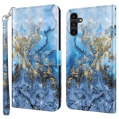 For Samsung Galaxy A55 5G Magnetic Phone Case 3D Pattern Folio Stand Cover with Wrist Strap