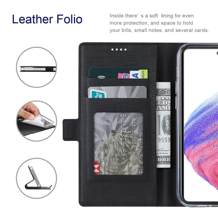 VILI DMK Series for Samsung Galaxy S24 Case PU Leather Folio Stand Phone Cover