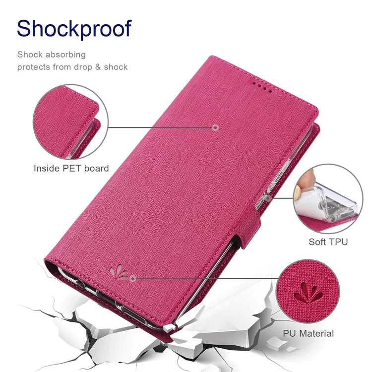 VILI DMK Series for Samsung Galaxy S24 Case PU Leather Folio Stand Phone Cover