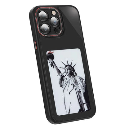 For iPhone 13 Pro Customized Pattern Phone Case E-ink Dual Screen Display Phone Cover