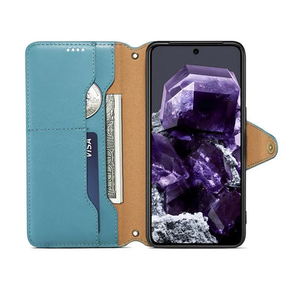 DENIOR For Google Pixel 8 Case Leather Stand Phone Cover with Cowhide Texture