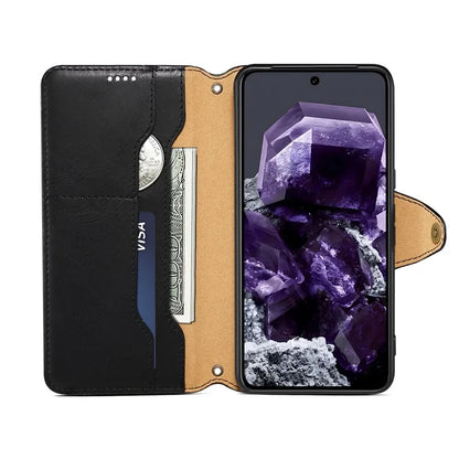 DENIOR For Google Pixel 8 Case Leather Stand Phone Cover with Cowhide Texture