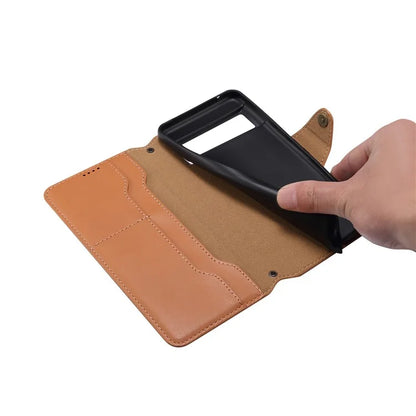 DENIOR For Google Pixel 8 Case Leather Stand Phone Cover with Cowhide Texture