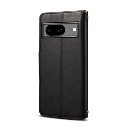 DENIOR For Google Pixel 8 Case Leather Stand Phone Cover with Cowhide Texture