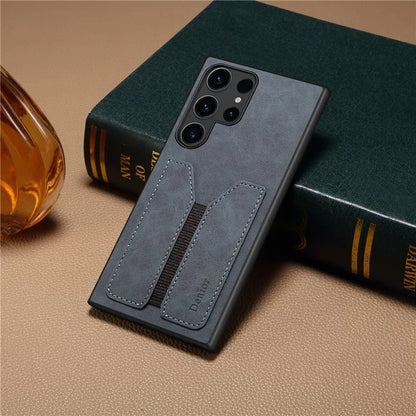 DENIOR For Samsung Galaxy S24 Ultra Phone Case Elastic Card Holder PU Leather Back Cover