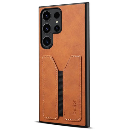 DENIOR For Samsung Galaxy S24 Ultra Phone Case Elastic Card Holder PU Leather Back Cover