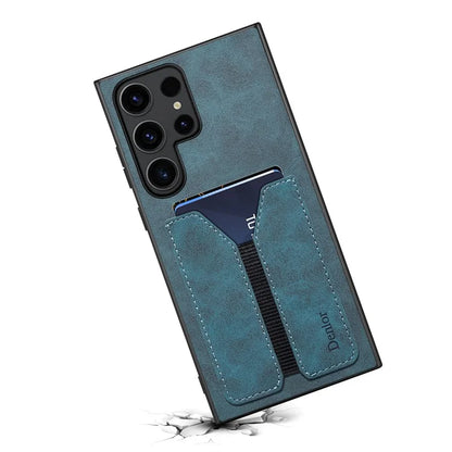 DENIOR For Samsung Galaxy S24 Ultra Phone Case Elastic Card Holder PU Leather Back Cover