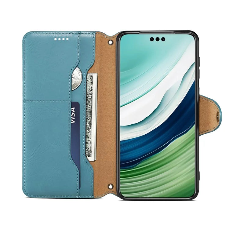 DENIOR For Huawei Mate 60 Leather Case Cowhide Texture Wallet Cover