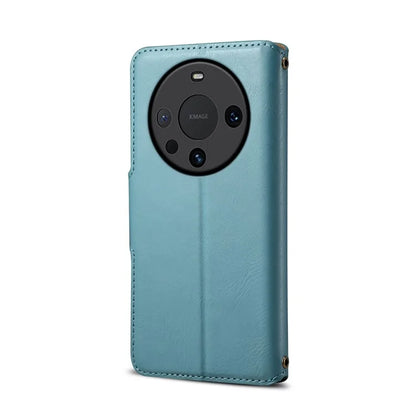 DENIOR For Huawei Mate 60 Leather Case Cowhide Texture Wallet Cover