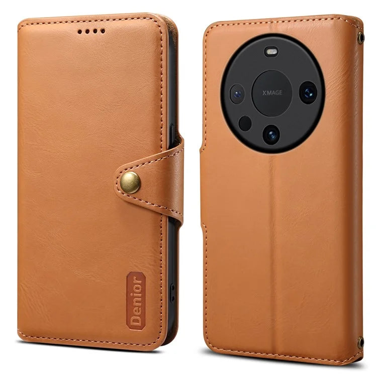 DENIOR For Huawei Mate 60 Leather Case Cowhide Texture Wallet Cover