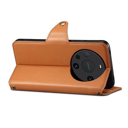 DENIOR For Huawei Mate 60 Leather Case Cowhide Texture Wallet Cover