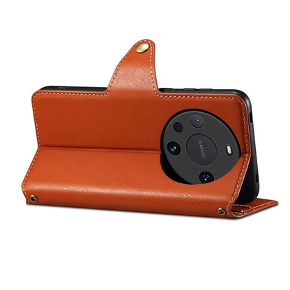 DENIOR For Huawei Mate 60 Leather Case Cowhide Texture Wallet Cover