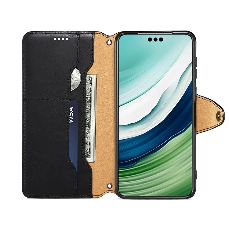 DENIOR For Huawei Mate 60 Leather Case Cowhide Texture Wallet Cover