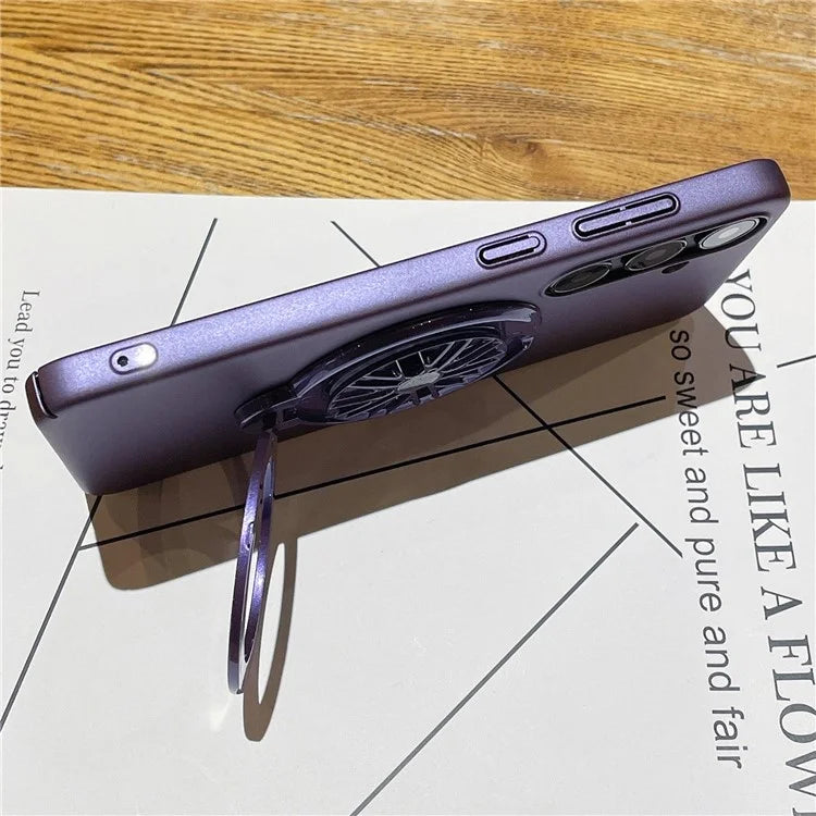 VOERO For Samsung Galaxy S24+ Ring Kickstand Case Rotating Gyro Hard PC Cover