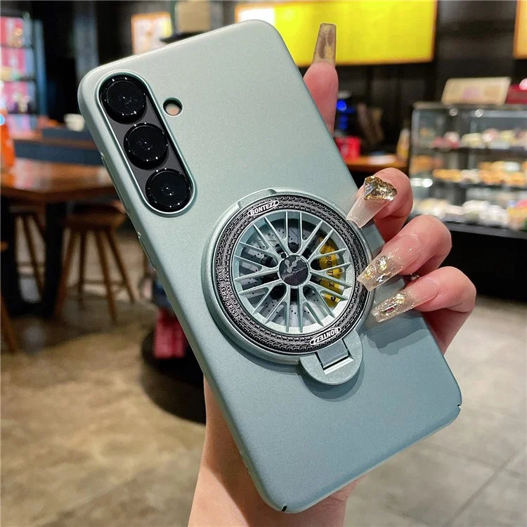 VOERO For Samsung Galaxy S24+ Ring Kickstand Case Rotating Gyro Hard PC Cover