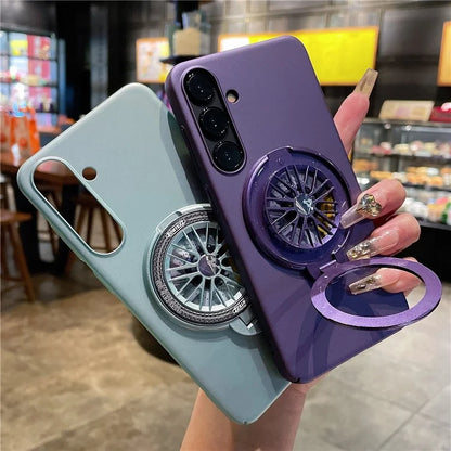 VOERO For Samsung Galaxy S24+ Ring Kickstand Case Rotating Gyro Hard PC Cover