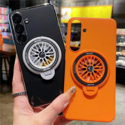 VOERO For Samsung Galaxy S24+ Ring Kickstand Case Rotating Gyro Hard PC Cover