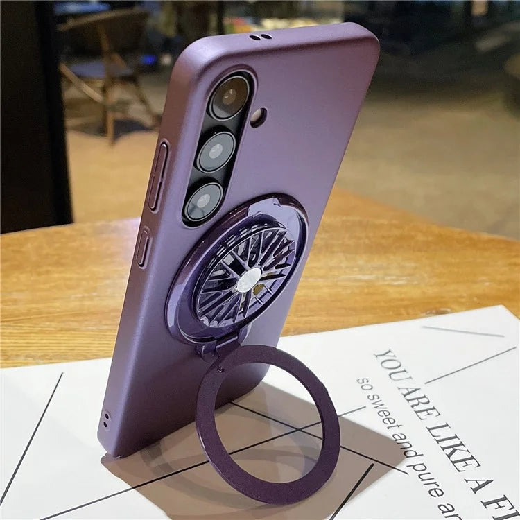 VOERO For Samsung Galaxy S24+ Ring Kickstand Case Rotating Gyro Hard PC Cover