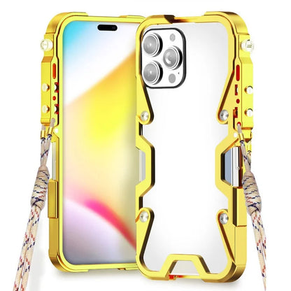 For iPhone 14 Pro Slim Case Aluminium Alloy Protective Phone Cover with Strap