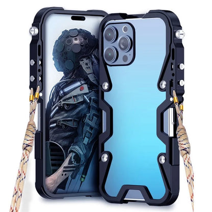 For iPhone 14 Pro Slim Case Aluminium Alloy Protective Phone Cover with Strap