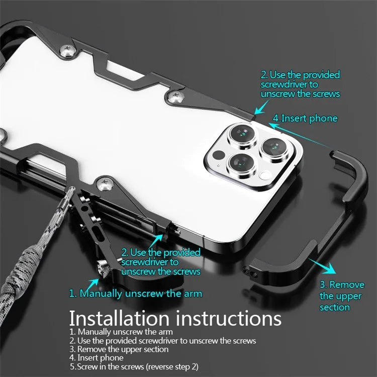 For Xiaomi Redmi K60 Ultra / K60 5G / K60 Pro 5G / K60 Champion Edition Case Aluminium Alloy Anti-Drop Phone Cover with Strap