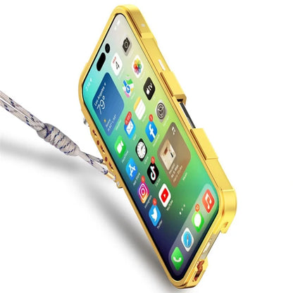 For iPhone 15 Pro Protective Case with Strap Aluminium Alloy Slim Phone Cover