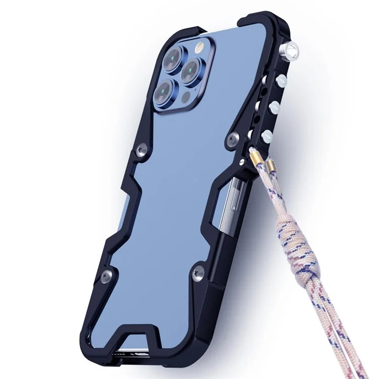 For iPhone 15 Pro Protective Case with Strap Aluminium Alloy Slim Phone Cover