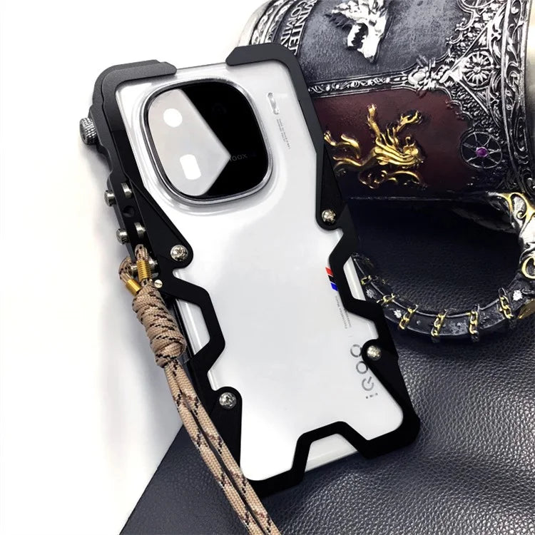 For vivo iQOO 12 5G / Neo5 / Neo5 S / Neo6 5G / Neo6 SE 5G / Neo9 5G / Neo9 Pro 5G Phone Case Aluminium Alloy Shockproof Cover with Strap