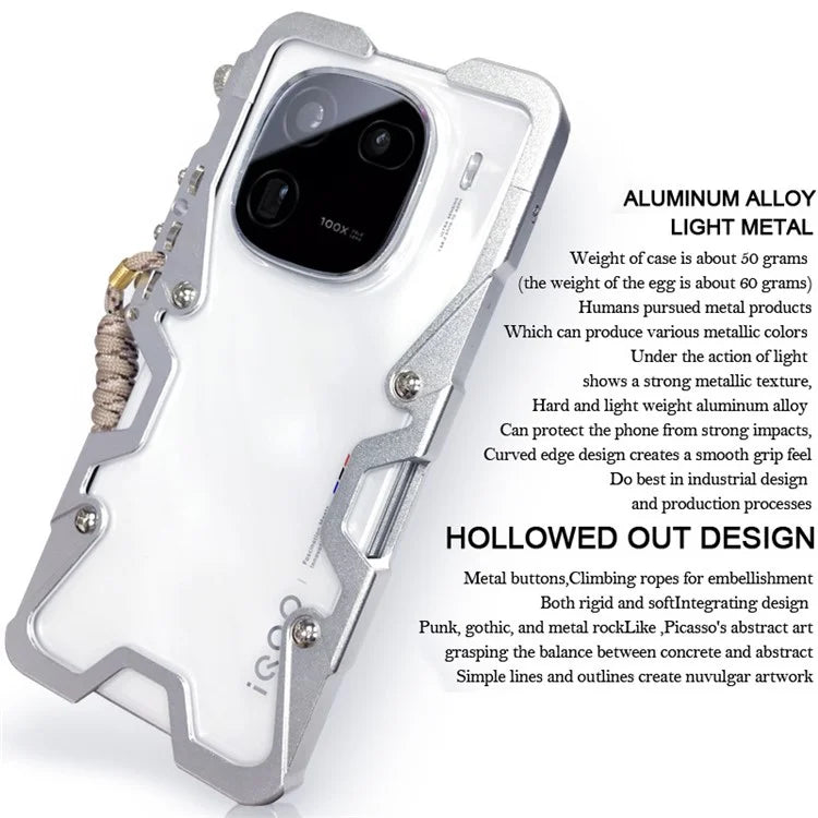 For vivo iQOO 12 5G / Neo5 / Neo5 S / Neo6 5G / Neo6 SE 5G / Neo9 5G / Neo9 Pro 5G Phone Case Aluminium Alloy Shockproof Cover with Strap