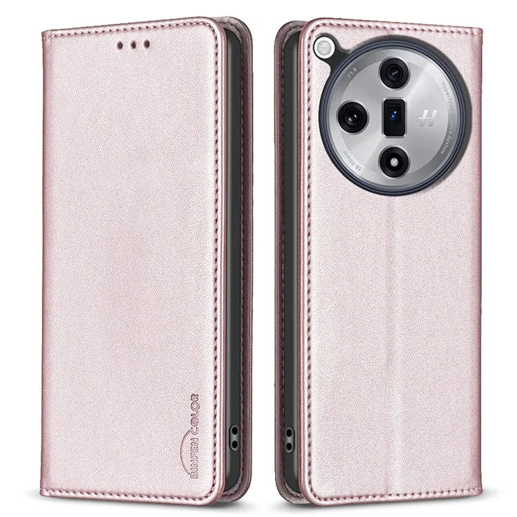BINFEN COLOR BF18 For Oppo Find X7 Ultra Phone Cover Magnetic Closure Flip Leather Case