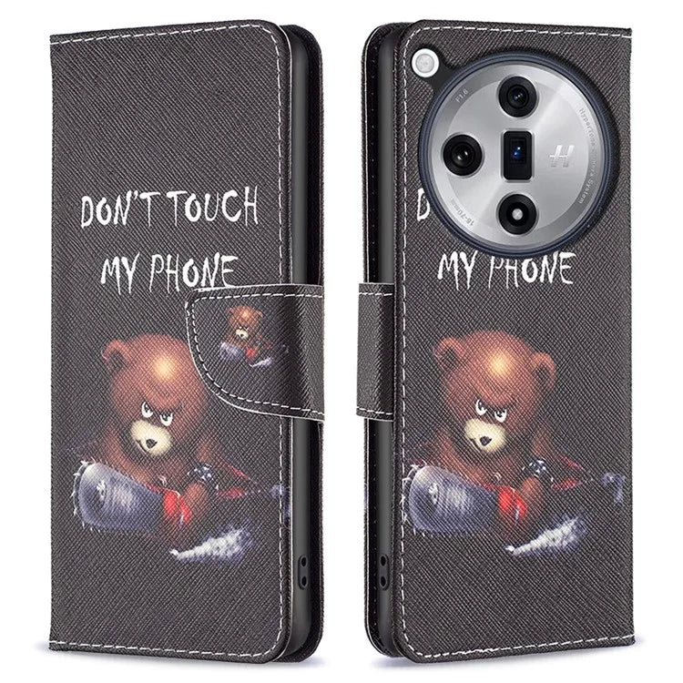 For Oppo Find X7 Ultra Phone Case Leather Pattern Printed Cover with Card Holder