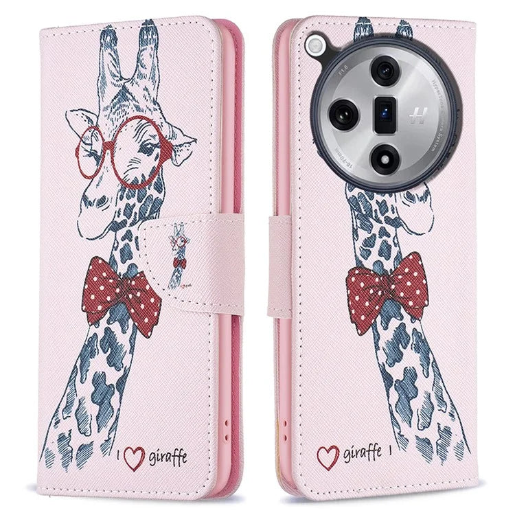 For Oppo Find X7 Ultra Phone Case Leather Pattern Printed Cover with Card Holder
