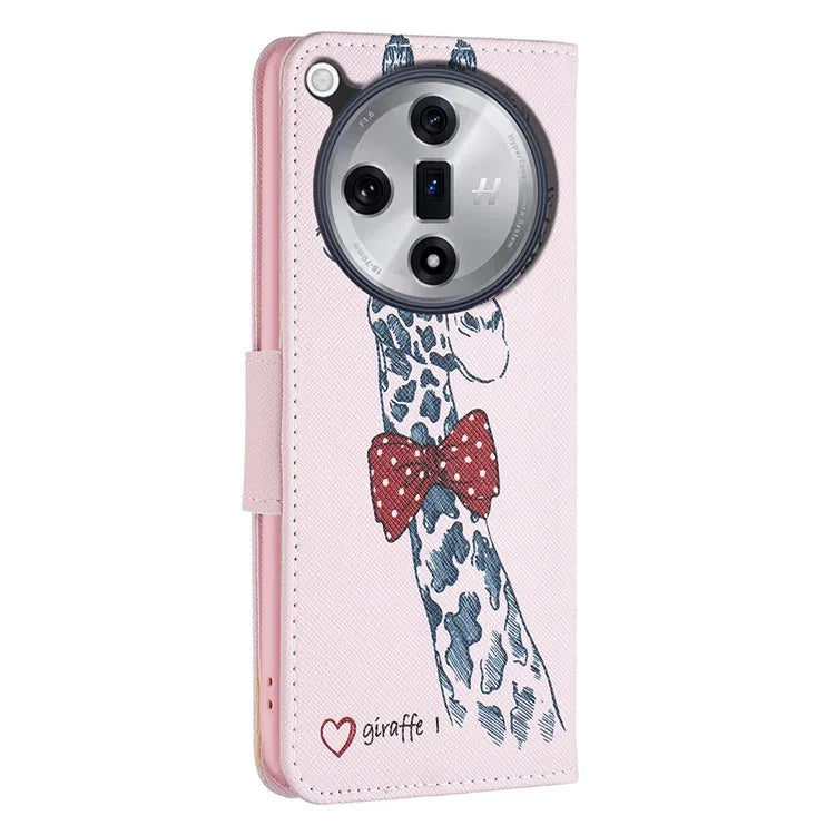 For Oppo Find X7 Ultra Phone Case Leather Pattern Printed Cover with Card Holder
