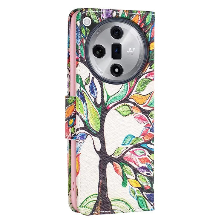 For Oppo Find X7 Ultra Phone Case Leather Pattern Printed Cover with Card Holder