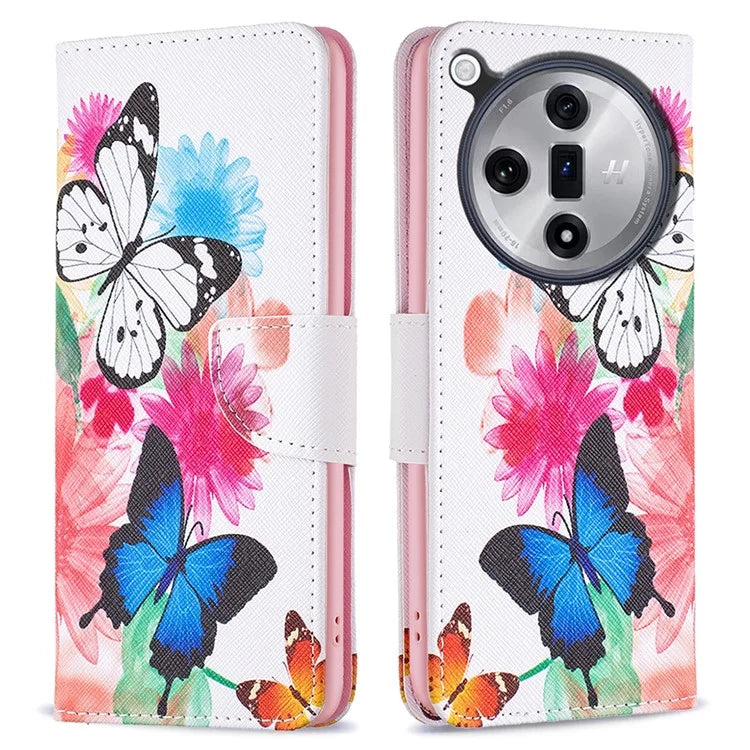 For Oppo Find X7 Ultra Phone Case Leather Pattern Printed Cover with Card Holder